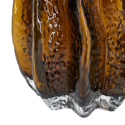 8" Burnt Umber And Black Glass Textured Wavy Table Vase HomeRoots