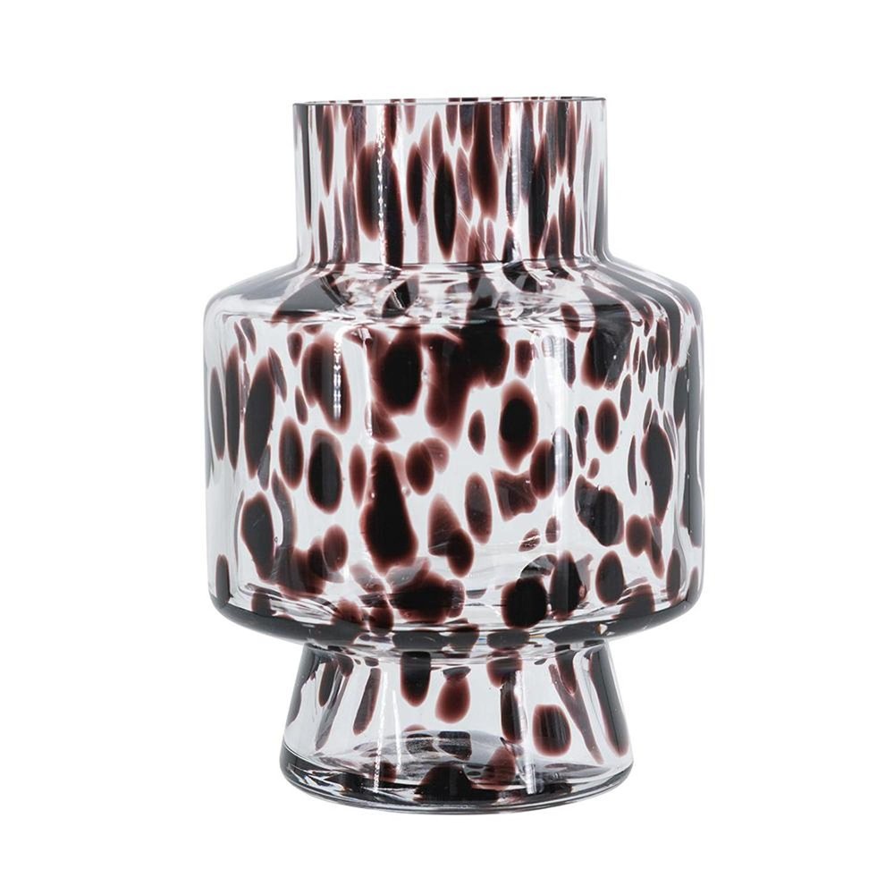 8" Amber And Clear Abstract Glass Cylinder Table Vase HomeRoots