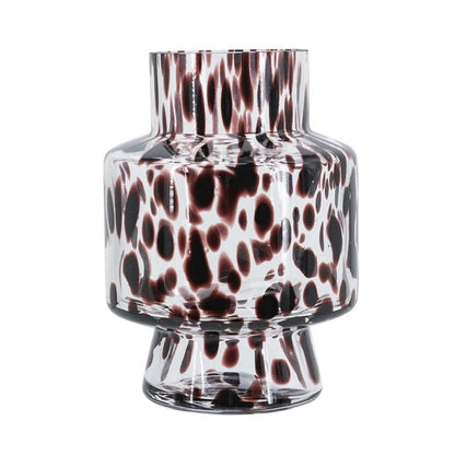 8" Amber And Clear Abstract Glass Cylinder Table Vase HomeRoots