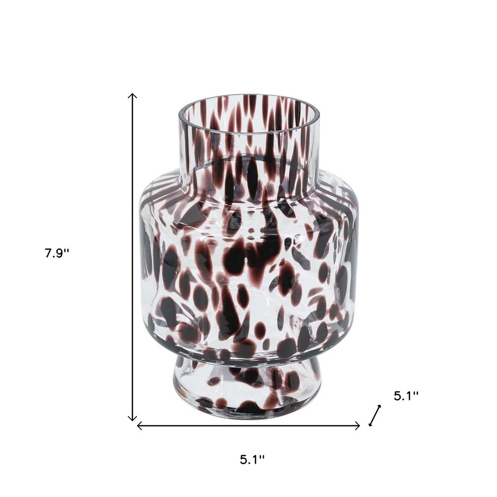 8" Amber And Clear Abstract Glass Cylinder Table Vase HomeRoots