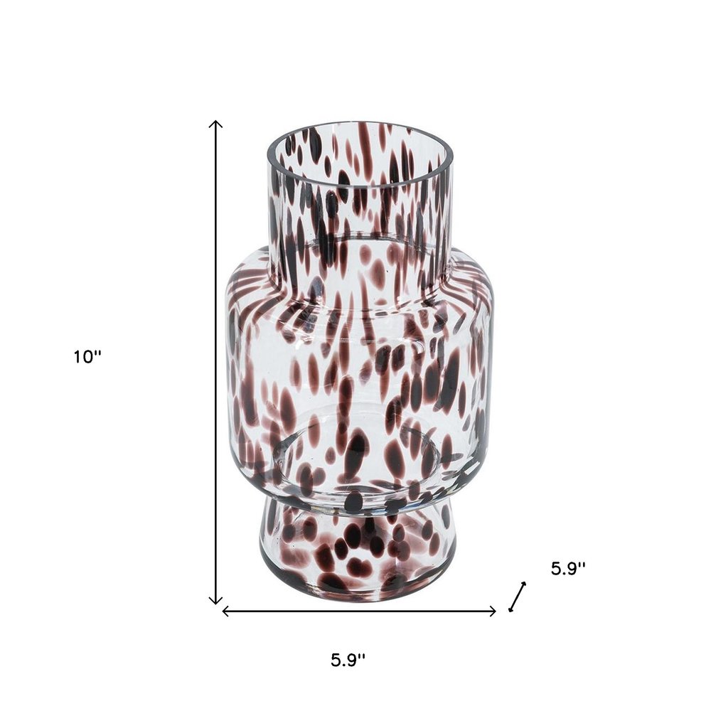 10" Amber And Clear Abstract Glass Cylinder Table Vase HomeRoots