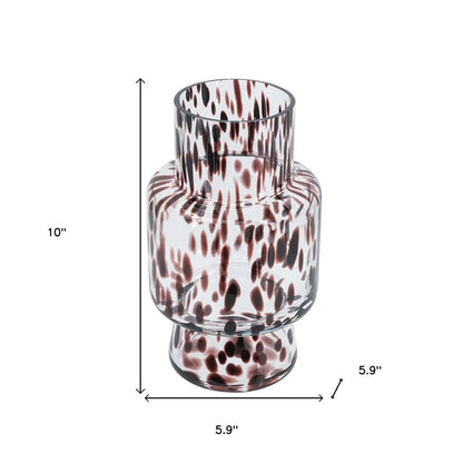 10" Amber And Clear Abstract Glass Cylinder Table Vase HomeRoots