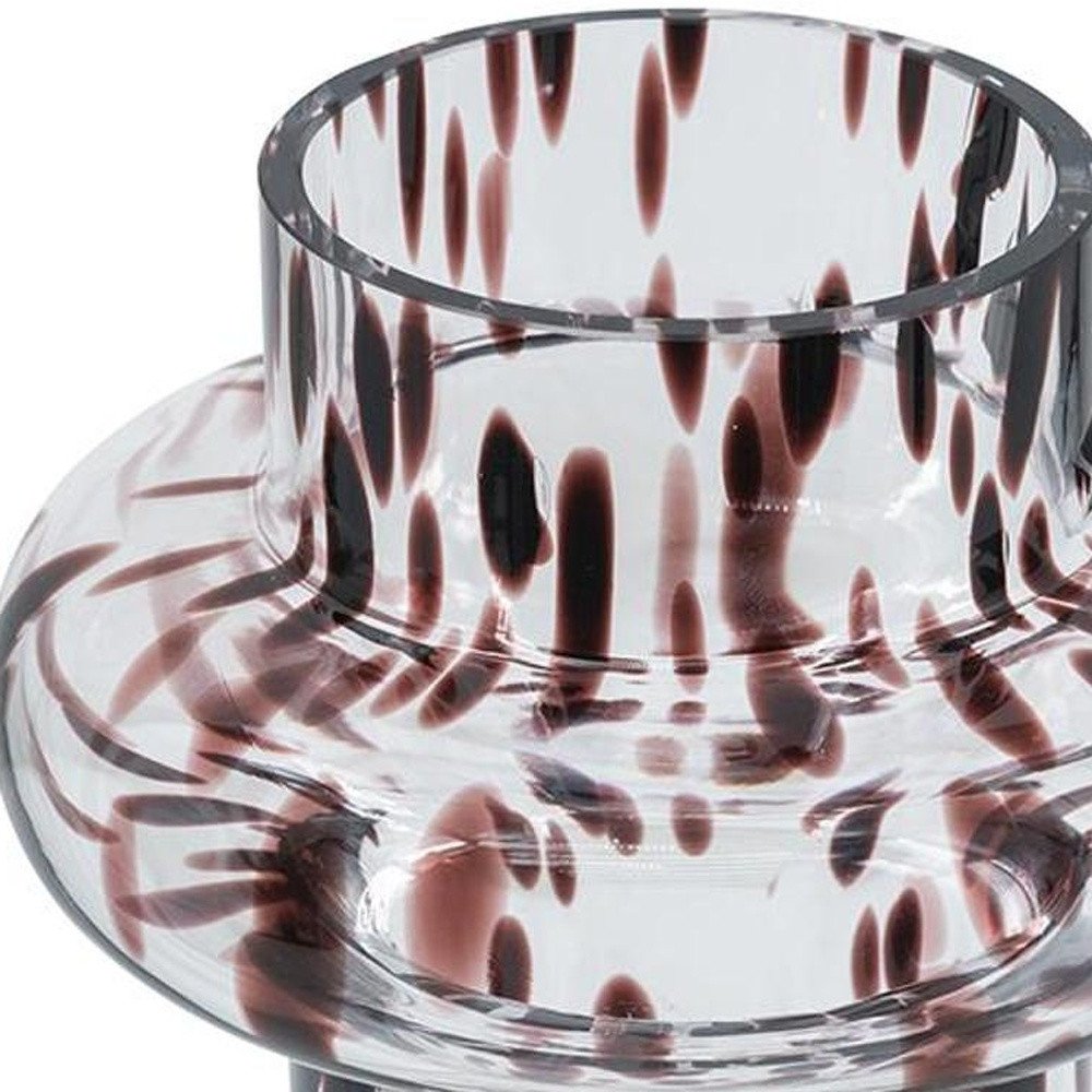 8" Amber And Clear Abstract Glass Cylinder Table Vase HomeRoots