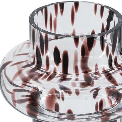 8" Amber And Clear Abstract Glass Cylinder Table Vase HomeRoots