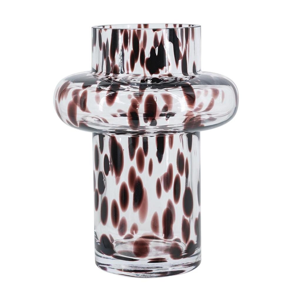 8" Amber And Clear Abstract Glass Cylinder Table Vase HomeRoots