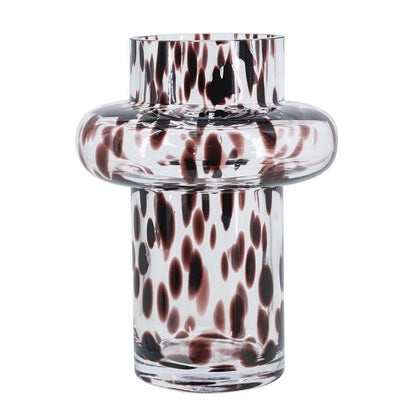 8" Amber And Clear Abstract Glass Cylinder Table Vase HomeRoots