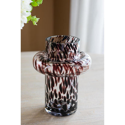 8" Amber And Clear Abstract Glass Cylinder Table Vase HomeRoots