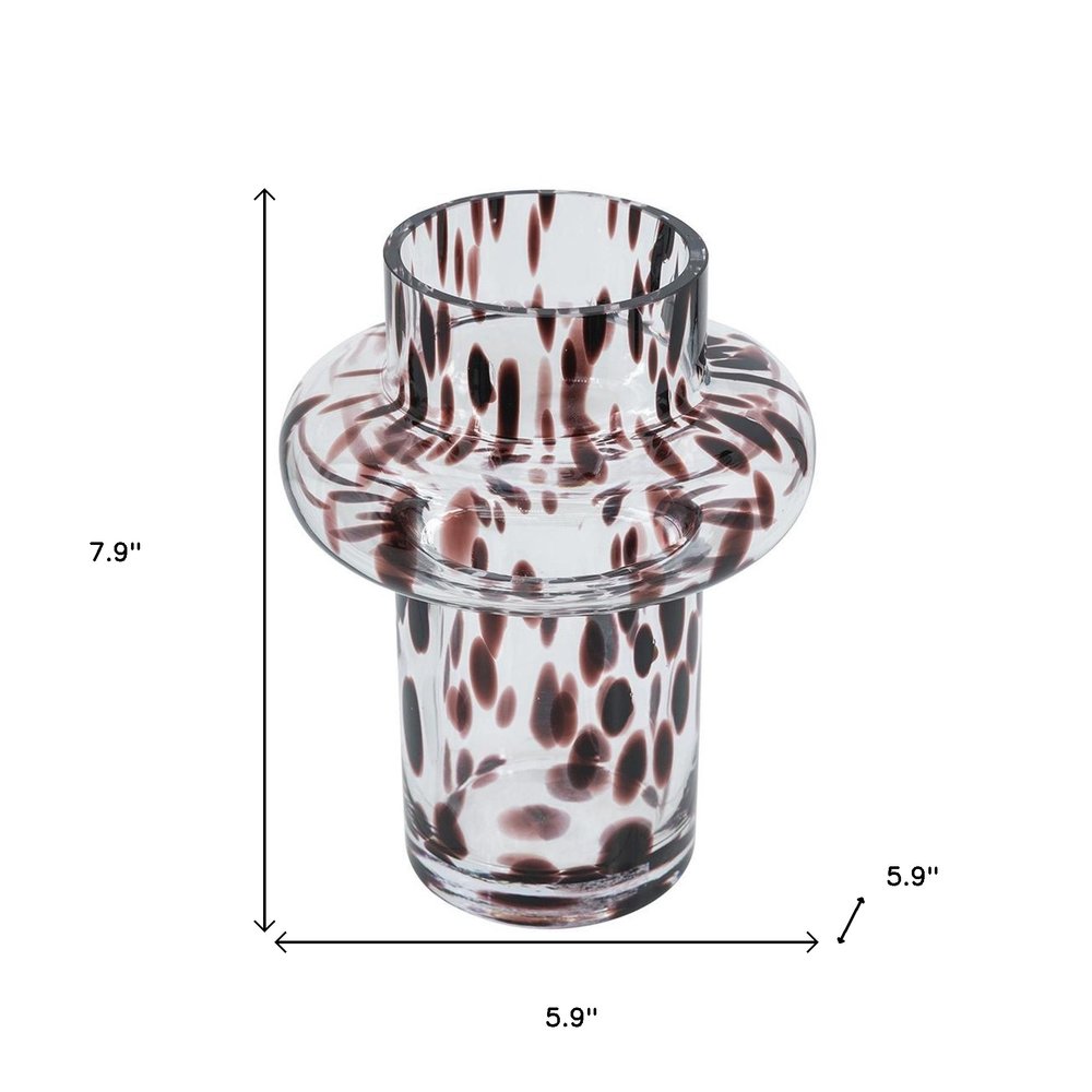 8" Amber And Clear Abstract Glass Cylinder Table Vase HomeRoots