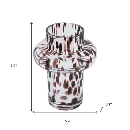 8" Amber And Clear Abstract Glass Cylinder Table Vase HomeRoots