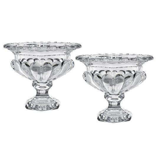 Set of Two Clear Glass Round Bowl Table Vases HomeRoots