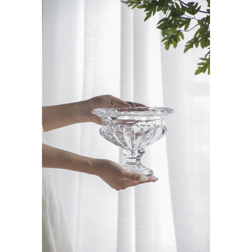 Set of Two Clear Glass Round Bowl Table Vases HomeRoots