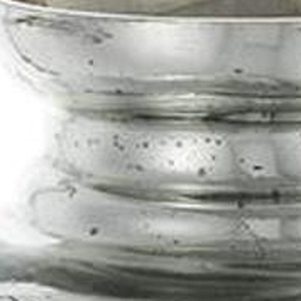 20" Antiqued Silver Etched Floral Glass Round Table Vase HomeRoots
