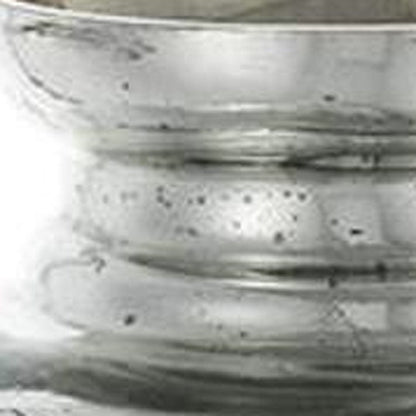 20" Antiqued Silver Etched Floral Glass Round Table Vase HomeRoots