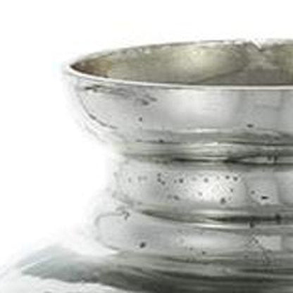 20" Antiqued Silver Etched Floral Glass Round Table Vase HomeRoots