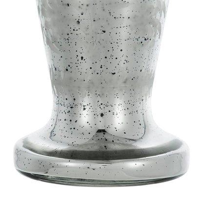 20" Antiqued Silver Etched Floral Glass Round Table Vase HomeRoots