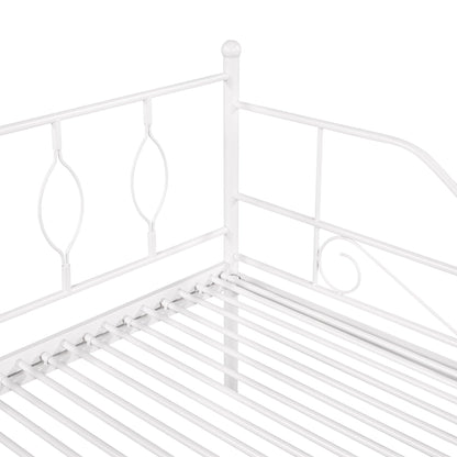 Twin Size Metal Daybed with Trundle Daybed with Slat No Box required White + Iron - FurniFindUSA