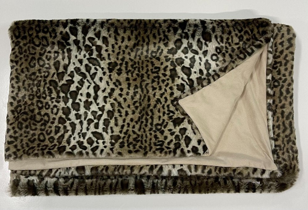 60" X 86" Brown And Dark Brown Leopard Faux Fur Throw Blanket HomeRoots