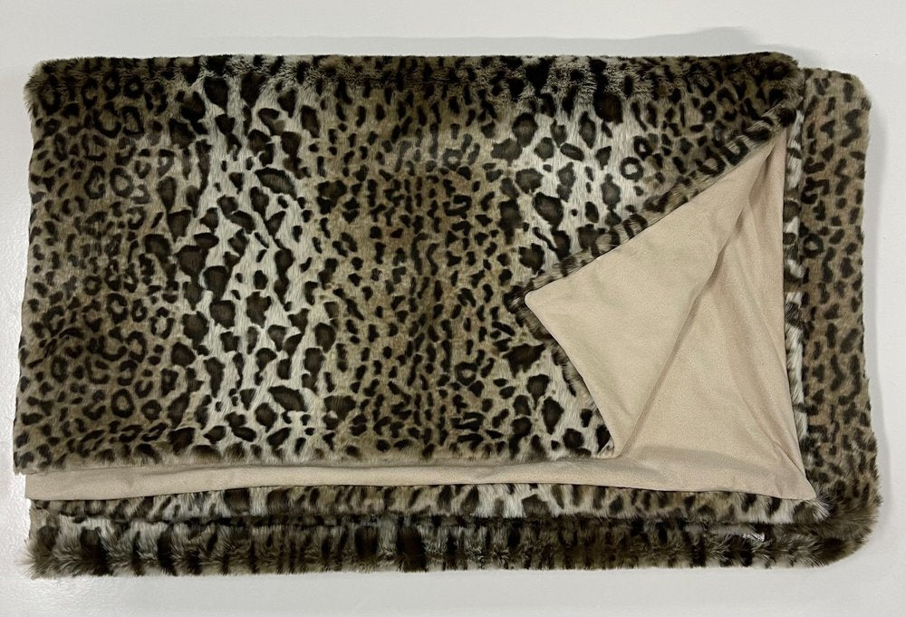60" X 86" Brown And Dark Brown Leopard Faux Fur Throw Blanket HomeRoots