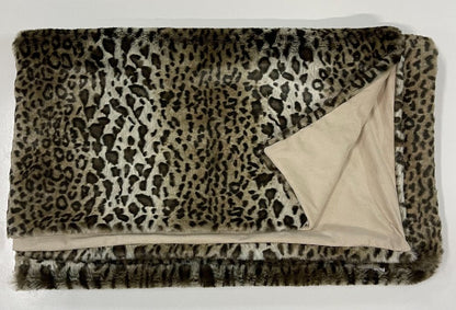 60" X 86" Brown And Dark Brown Leopard Faux Fur Throw Blanket HomeRoots