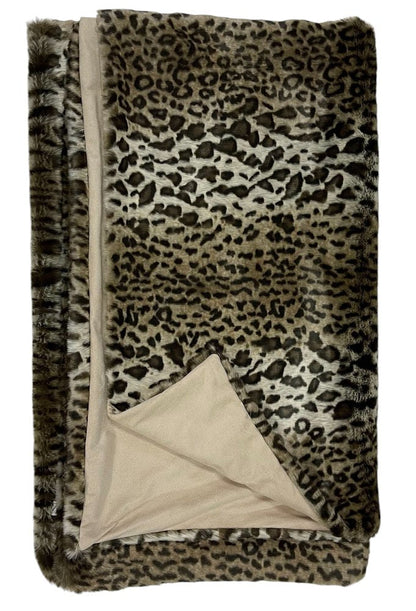 60" X 86" Brown And Dark Brown Leopard Faux Fur Throw Blanket HomeRoots