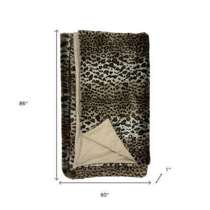 60" X 86" Brown And Dark Brown Leopard Faux Fur Throw Blanket HomeRoots