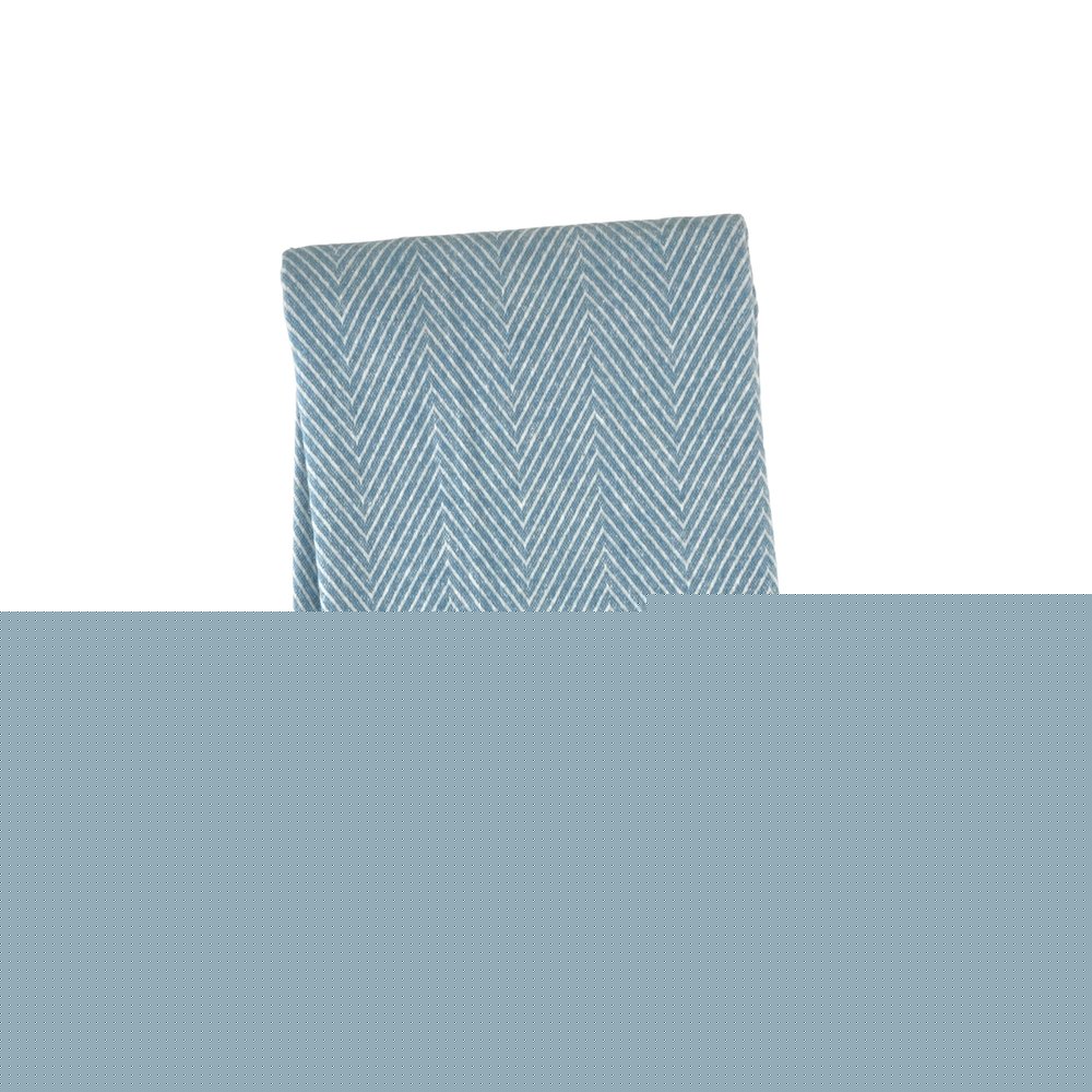 51" X 67" Blue Cotton Woven Herringbone Throw Blanket with Fringe HomeRoots