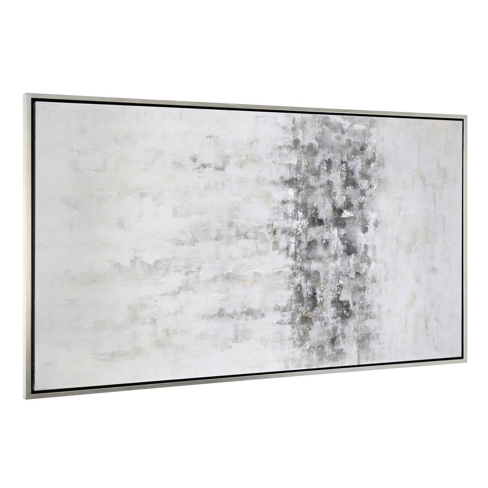 Winter Storm Hand Painted Silver Floater Frame Wall Art — view 1