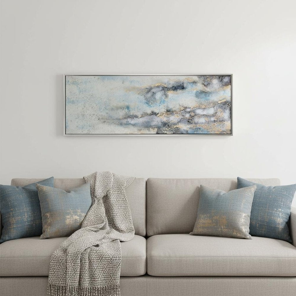 Subtle Transition Hand Painted Silver Floater Frame Wall Art — view 6