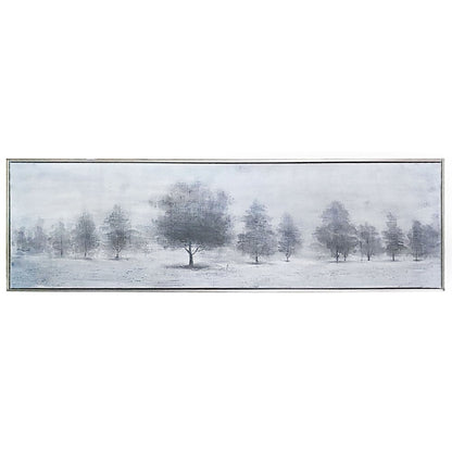 Trees at Dusk Hand Painted Silver Floater Frame Wall Art HomeRoots