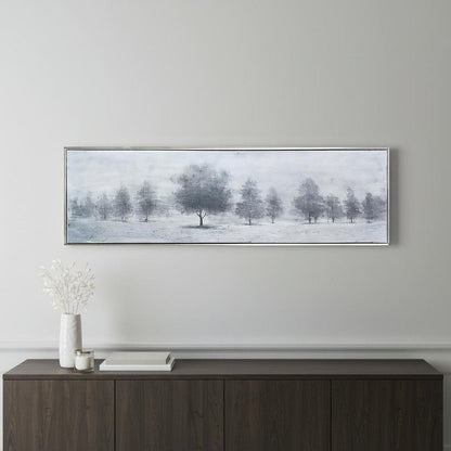 Trees at Dusk Hand Painted Silver Floater Frame Wall Art HomeRoots