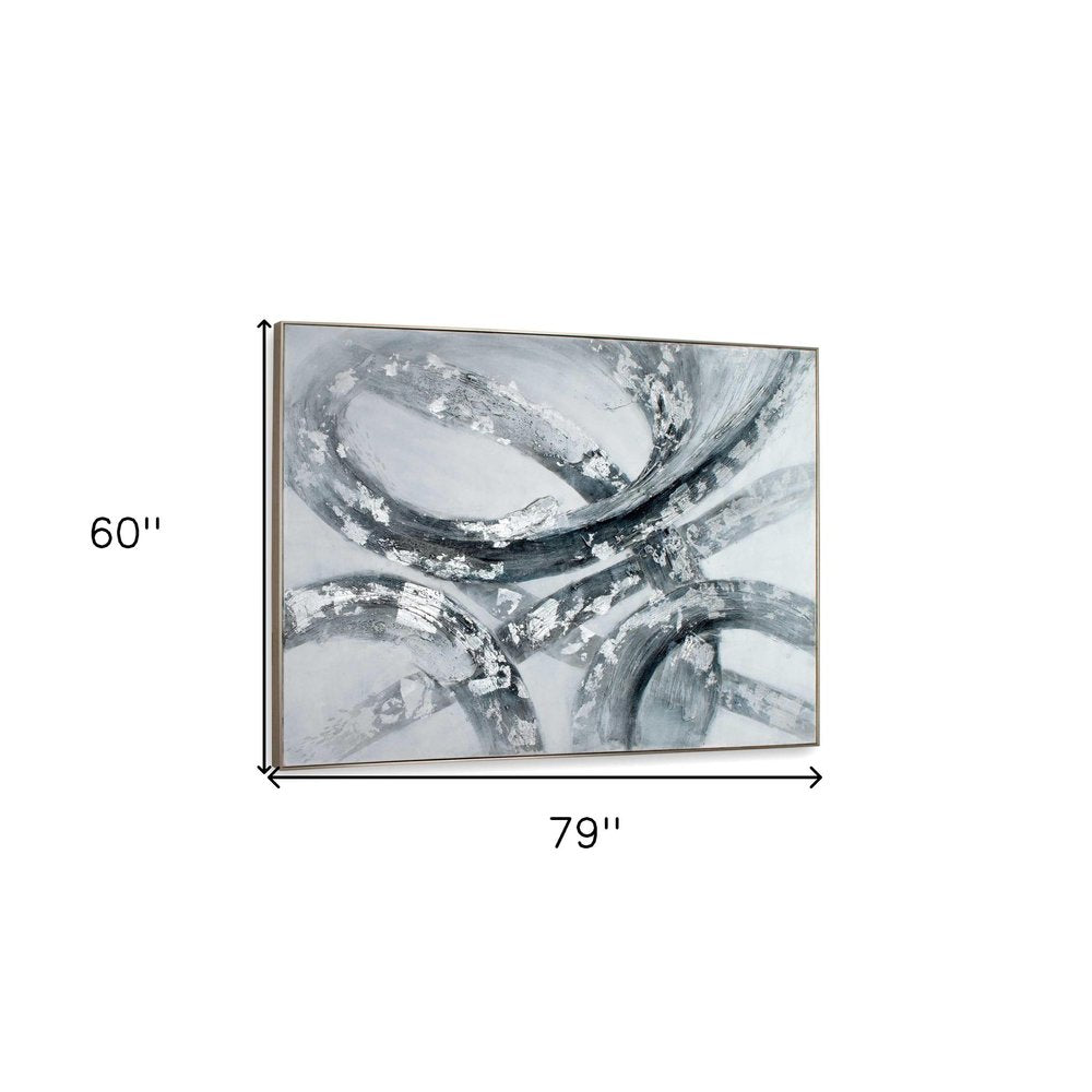 Caspian Hand Painted Silver Floater Frame Wall Art — view 8