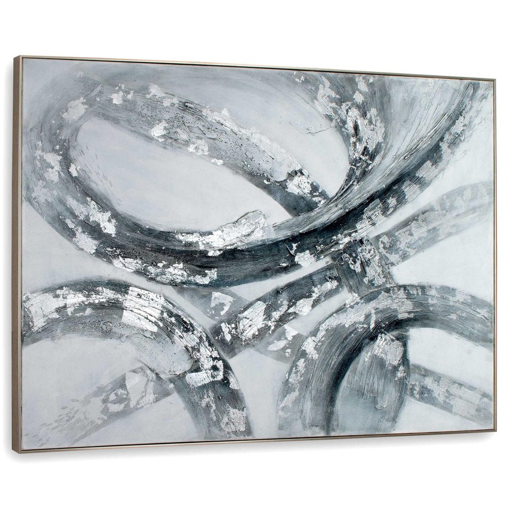 Caspian Hand Painted Silver Floater Frame Wall Art HomeRoots