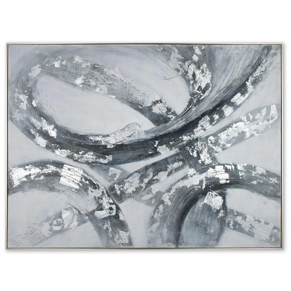 Caspian Hand Painted Silver Floater Frame Wall Art HomeRoots