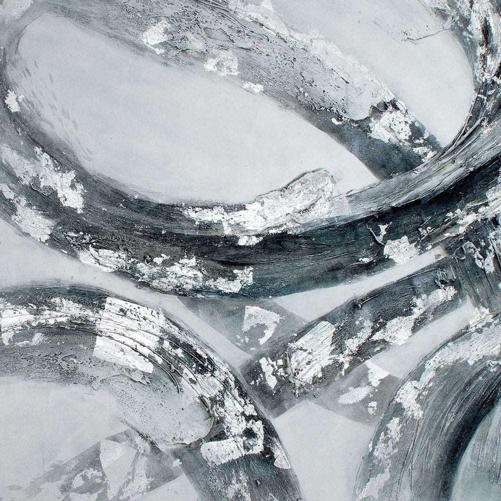 Caspian Hand Painted Silver Floater Frame Wall Art — view 4