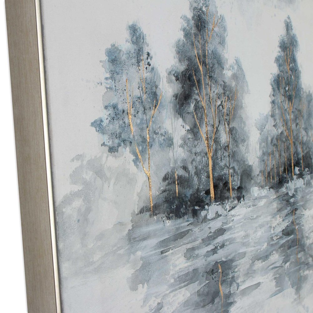 Winter's Woods Hand Painted Silver Floater Frame Wall Art HomeRoots