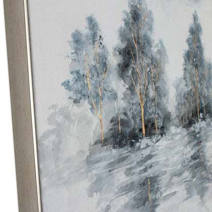 Winter's Woods Hand Painted Silver Floater Frame Wall Art HomeRoots