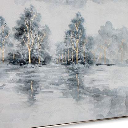 Winter's Woods Hand Painted Silver Floater Frame Wall Art HomeRoots