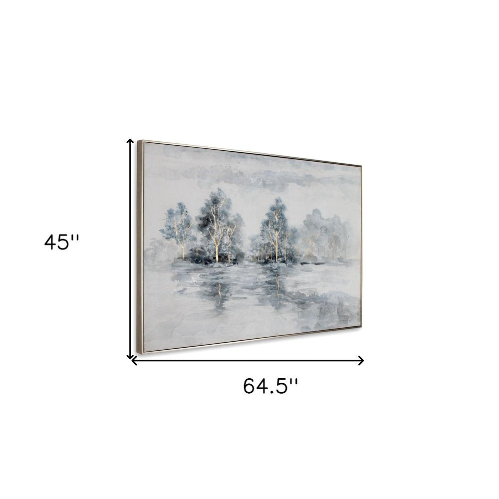 Winter's Woods Hand Painted Silver Floater Frame Wall Art — view 6