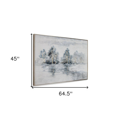 Winter's Woods Hand Painted Silver Floater Frame Wall Art HomeRoots