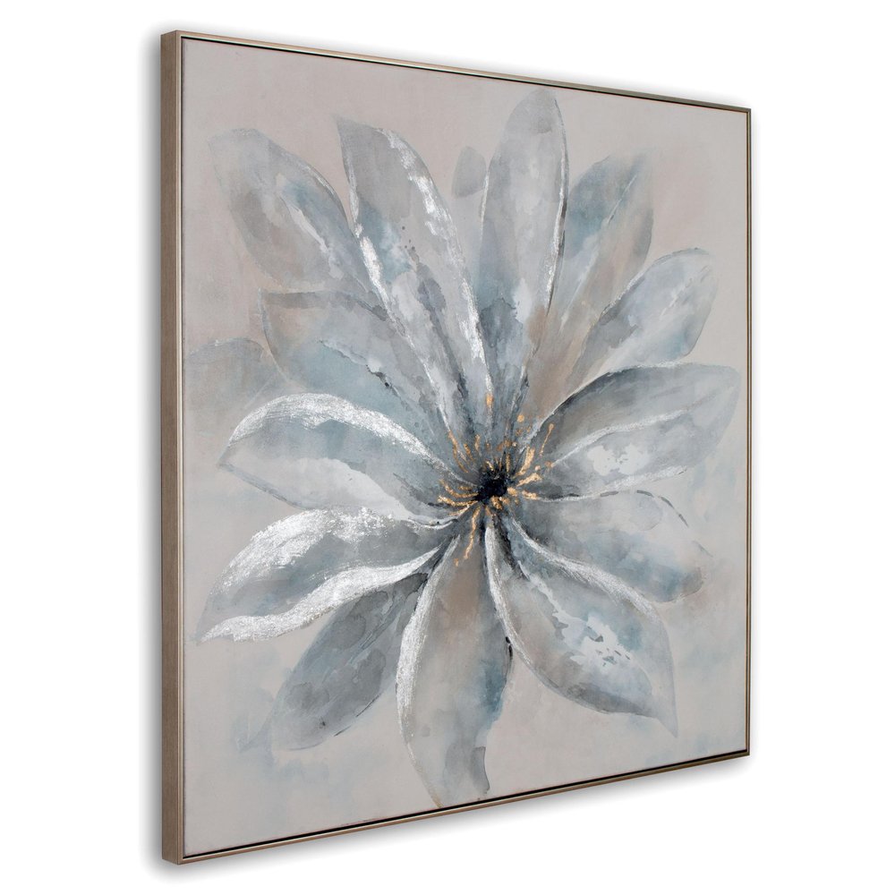 Radiant Blossom Hand Painted Silver Floater Frame Wall Art — view 1