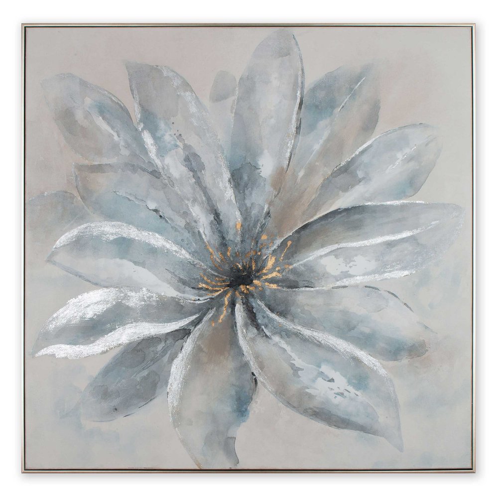 Radiant Blossom Hand Painted Silver Floater Frame Wall Art HomeRoots
