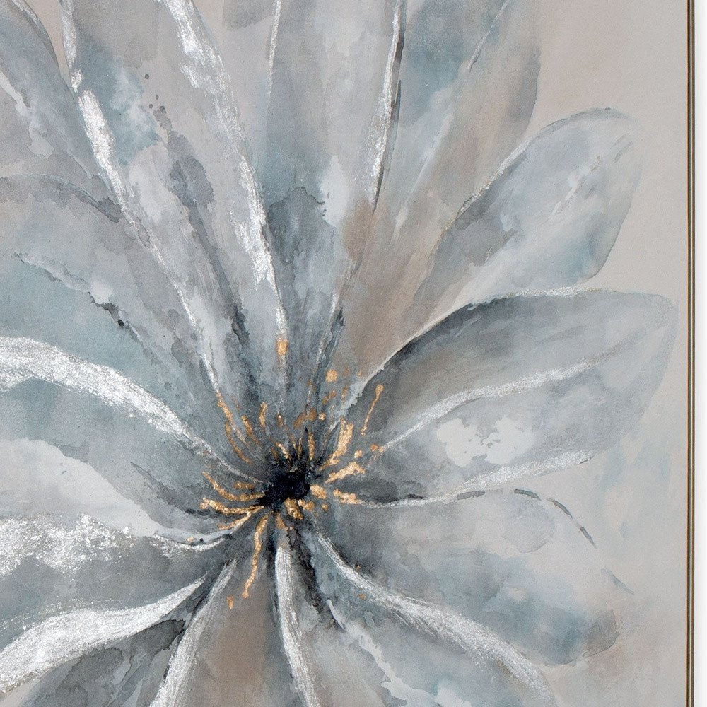 Radiant Blossom Hand Painted Silver Floater Frame Wall Art — view 4