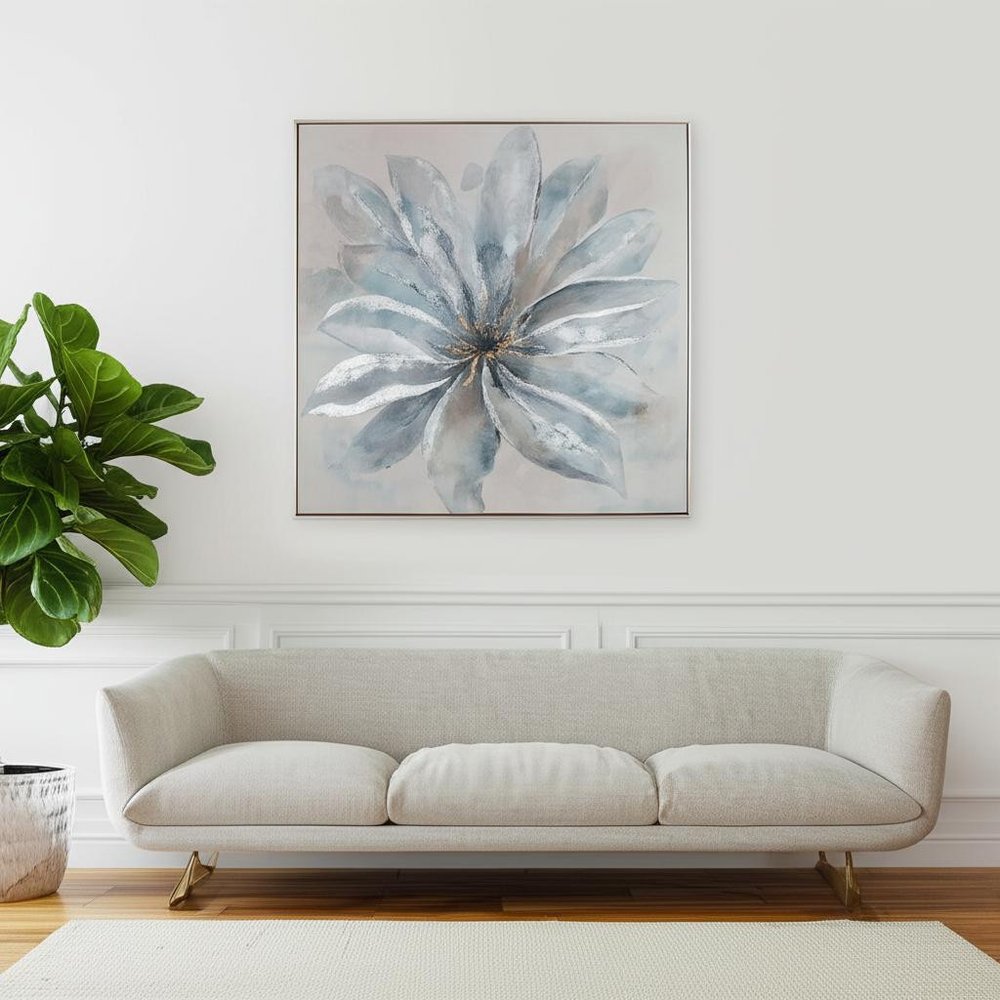 Radiant Blossom Hand Painted Silver Floater Frame Wall Art HomeRoots