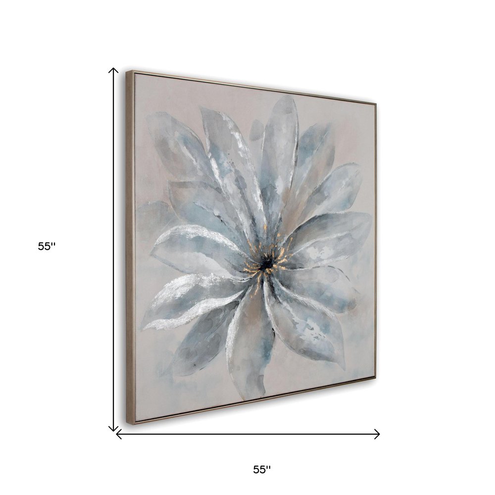 Radiant Blossom Hand Painted Silver Floater Frame Wall Art — view 6