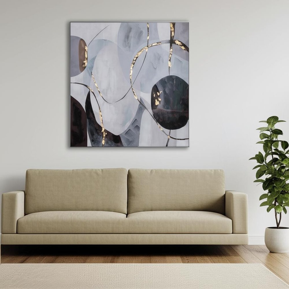 Graphite Hand Painted Black Floater Frame Wall Art — view 8