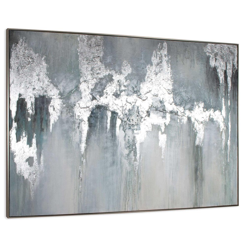 Exquisite Aquamarine Hand Painted Silver Floater Frame Wall Art HomeRoots