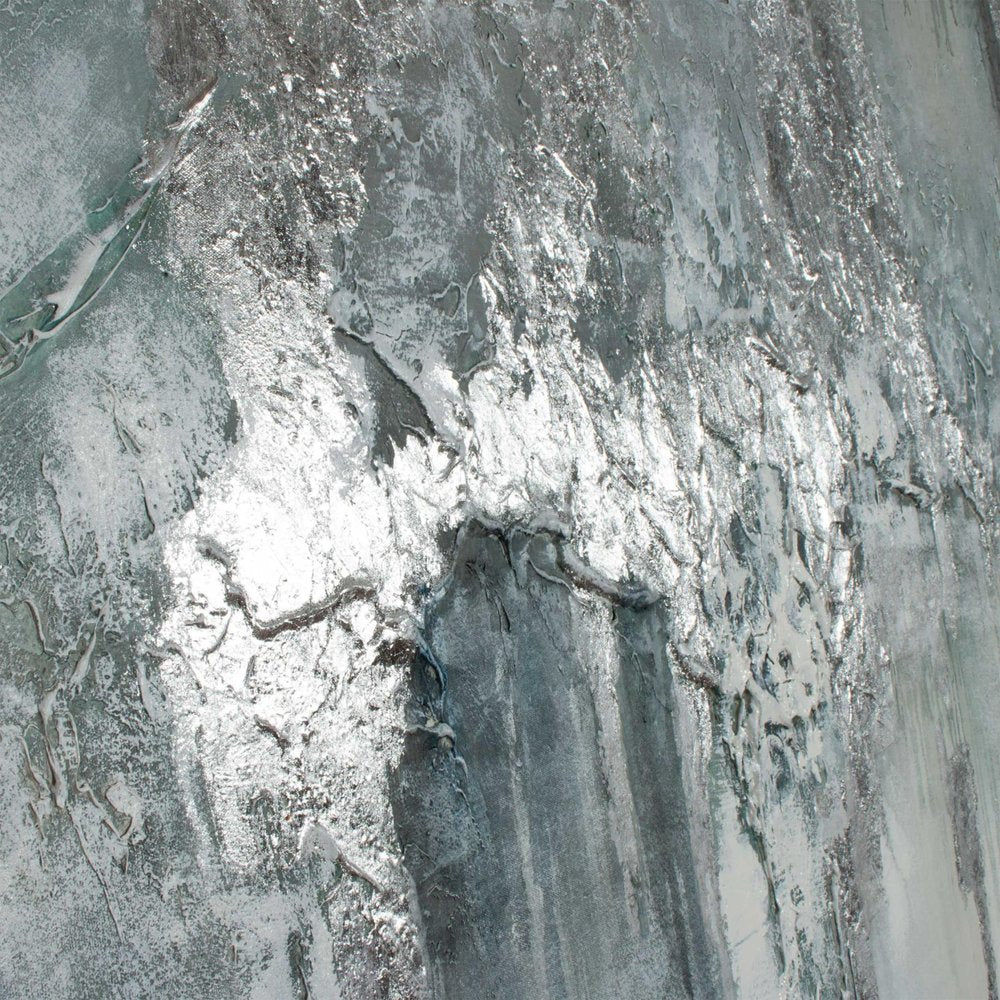 Exquisite Aquamarine Hand Painted Silver Floater Frame Wall Art — view 3