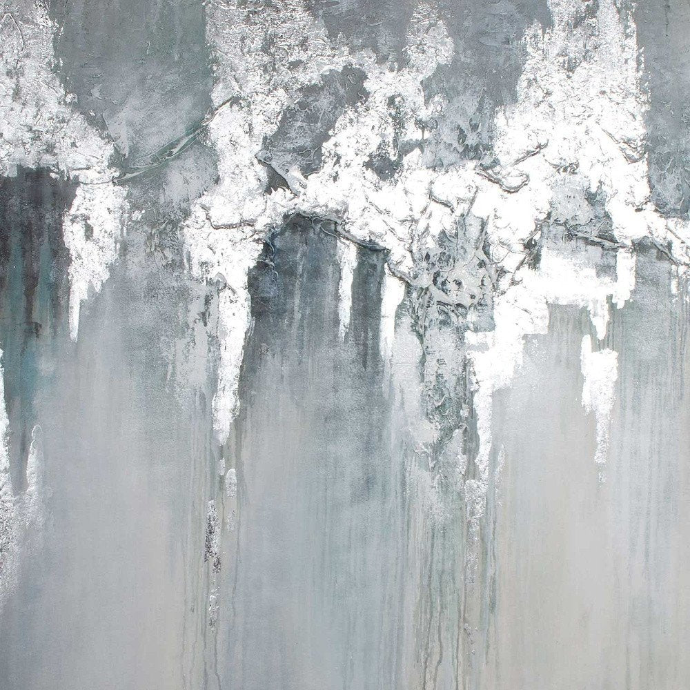 Exquisite Aquamarine Hand Painted Silver Floater Frame Wall Art — view 4