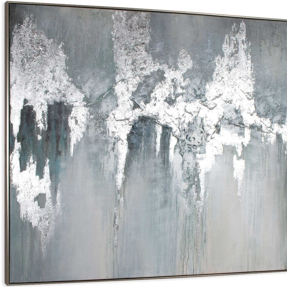 Exquisite Aquamarine Hand Painted Silver Floater Frame Wall Art — view 5