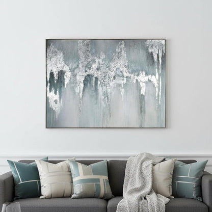 Exquisite Aquamarine Hand Painted Silver Floater Frame Wall Art HomeRoots